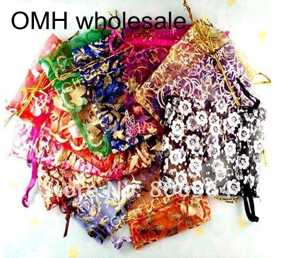OMH Wholesale 10pcs 15color Mix Love Heart Rose Flowers Christmas Wedding Voile Organza Package Jewelry Packaging Gift BZ08-21 241206