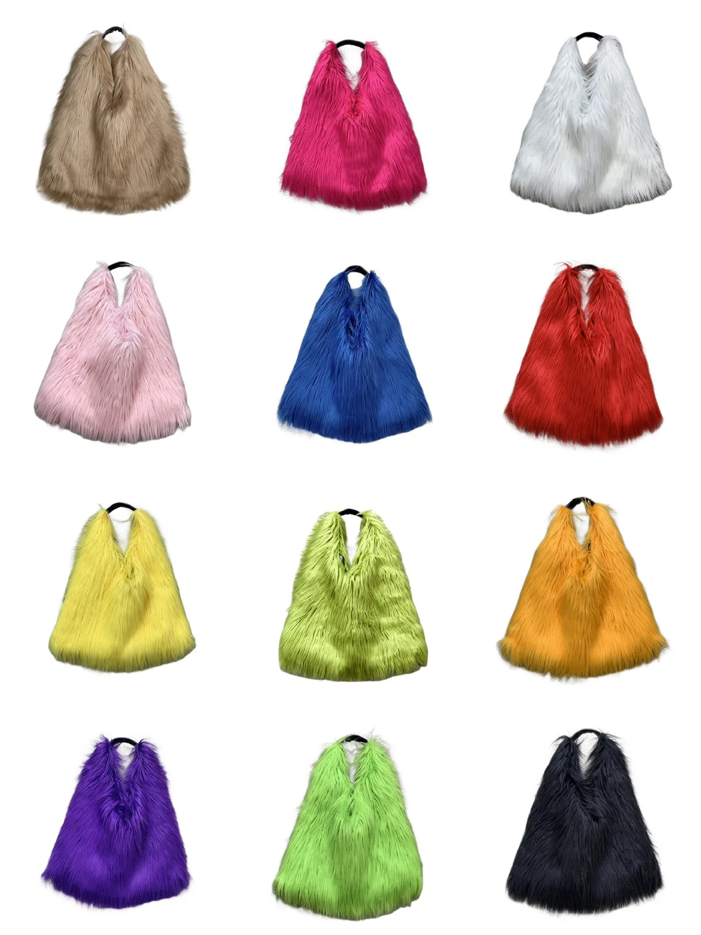 faux fur handbag womens large capacity fur handbag Y2k fluffy bag winter plush bottom bag 241205