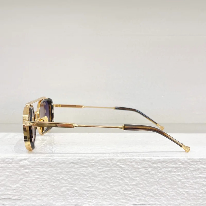 Anthony INS Fashion special shaped black and gold sunglasses suitable for men niche hip-hop style double bridge alloy mens sunglasses 241206