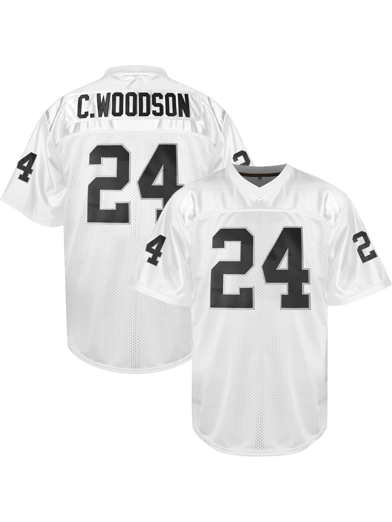 #24 C.WOODSON Comfy V-Neck Football Jersey Embroidered Polyester Jersey,