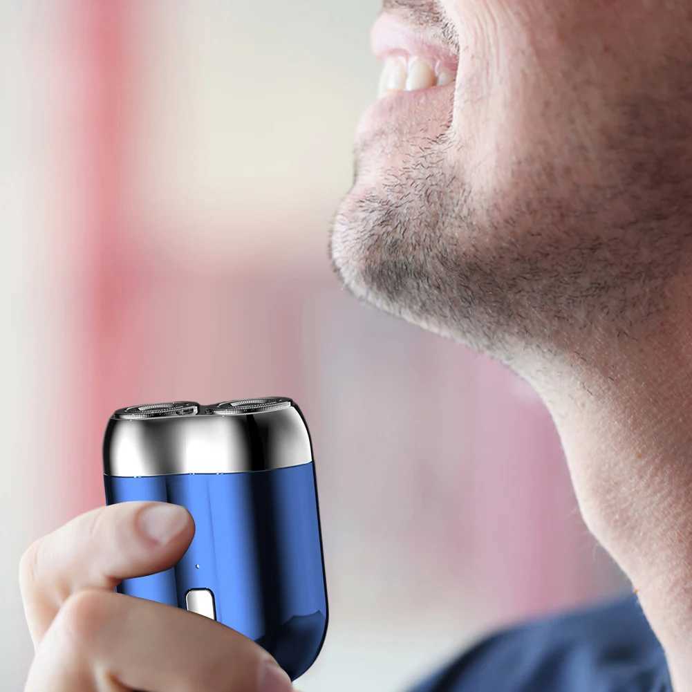 Mini Electric Shaver Double Head Electric Razor Waterproof Pocket Razor Rechargeable Travel Shaver Magnetic Beard TrimmerXJ241207