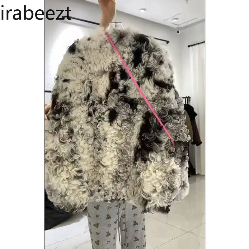 Fashion tie dye fur off-season autumn coat womens high-end feel winter selling womens coat and jacket 241202