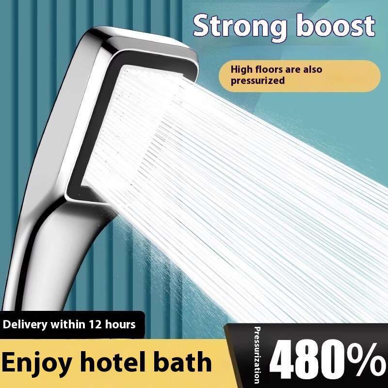 Supercharged single heater, head, pressurized and super strong shower head set