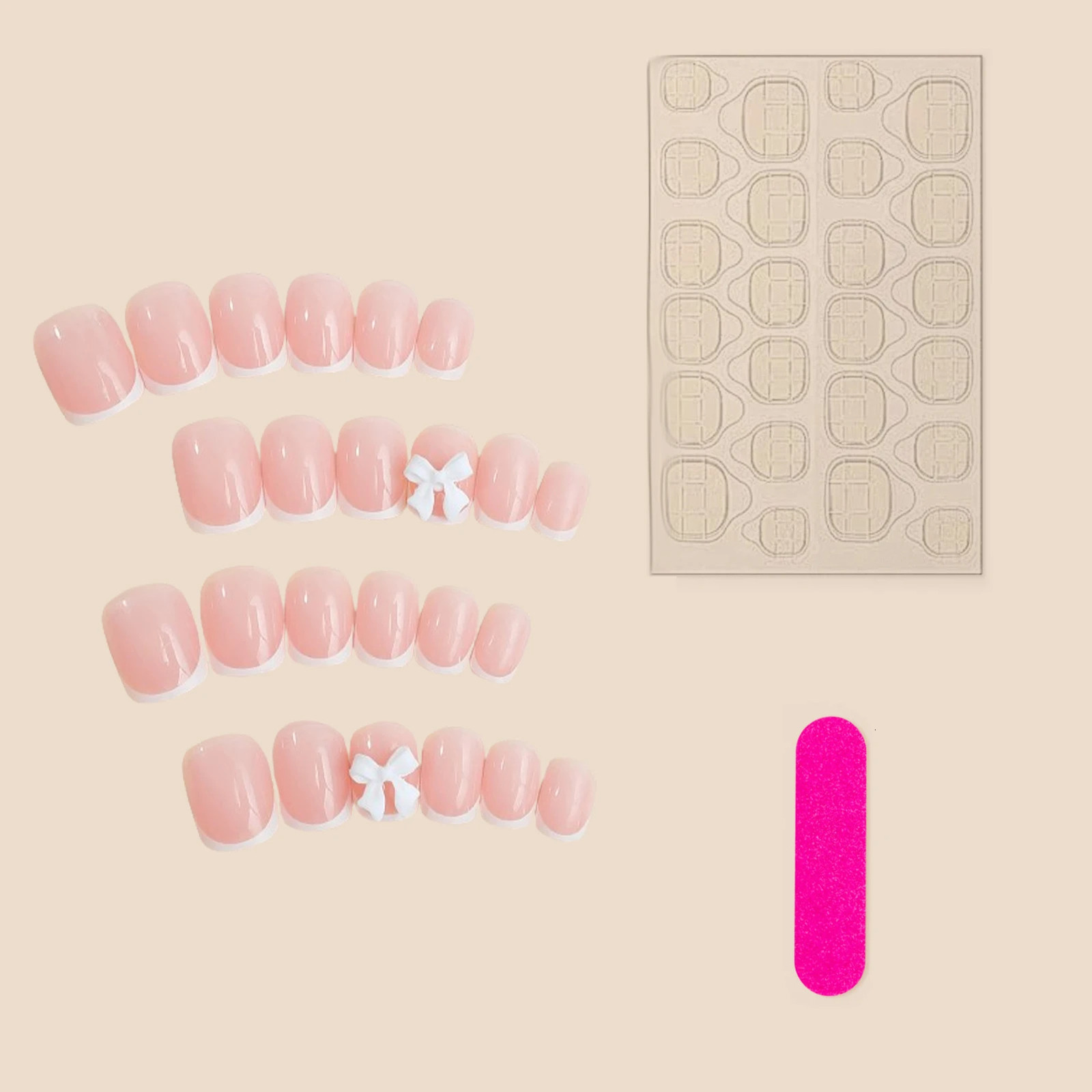 French Tips Press-on Nail Long Lasting Elegant Artificial Nail Manicure Art for Daily Lives Everyday Use 241206