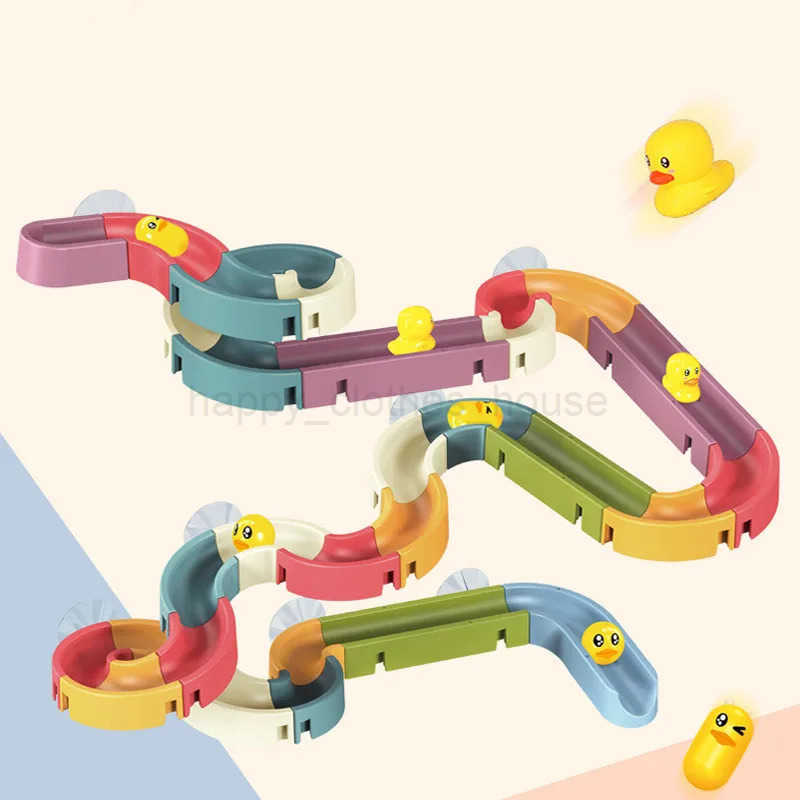 Baby Bath Toys Wall Bathtub Toy Assembling Slide Wind-Up Duck Slide Bathroom Shower Tracks Water Toys for Toddlers Kids GiftsXJ241207