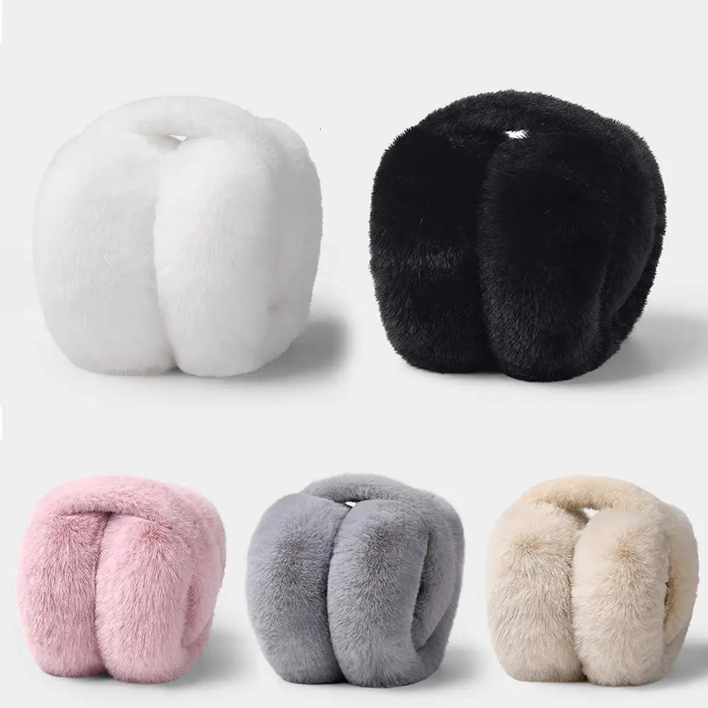 folding winter warm earmuffs fashionable solid color winter headphones outdoor cold protection soft plush earmuffs 241205
