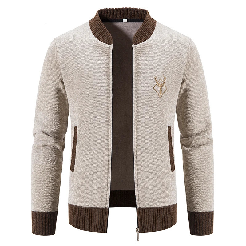 Mens cardigan wool sweater winter casual jacket highquality mens thick collar warm 241206