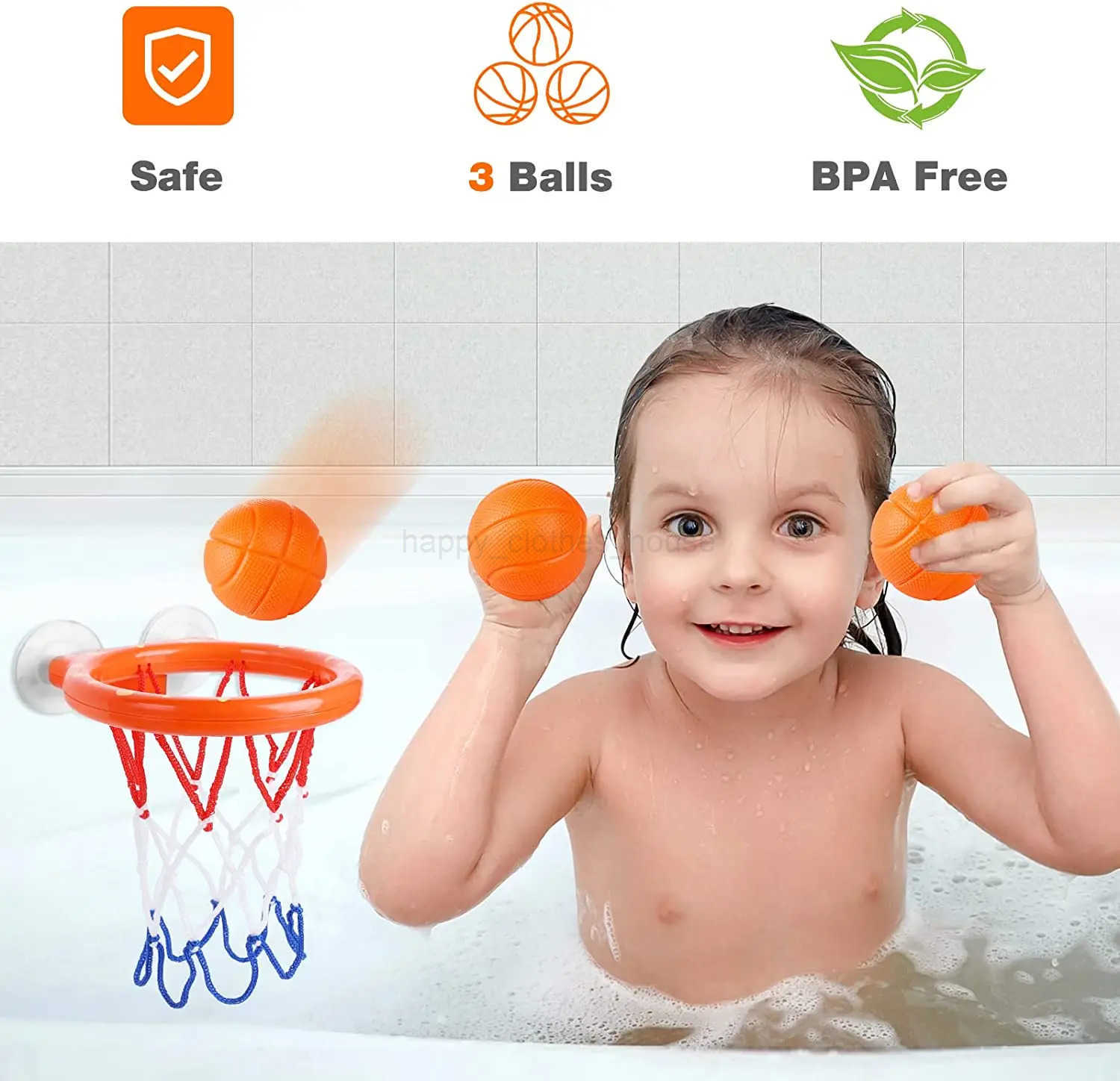 4pcs Bathroom Shooting Game Toy Bathtub Basketball Hoop Set Fun Kids Bath Toys with 3 Balls Gift for Toddler Kids Children BabyXJ241207