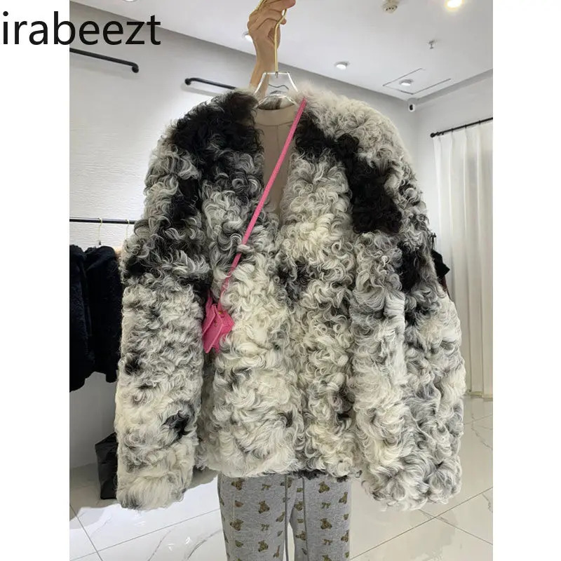 Fashion tie dye fur off-season autumn coat womens high-end feel winter selling womens coat and jacket 241202