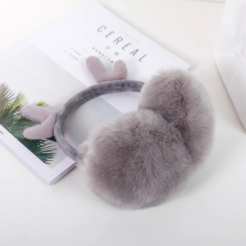 ly arrived cute ant pink plush earmuffs for winter warm and fashionable stretchable rabbit fur earmuffs for women and girls 241205