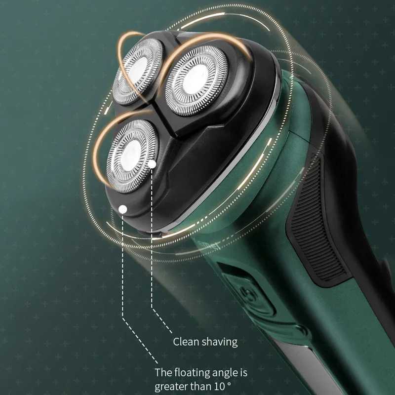 Kemei KM-2805 USB Rechargeable Intelligent Anti Pinch Electric Shaver With Base IPX7 Washable Three Cutter Head Rotary RazorsXJ241207