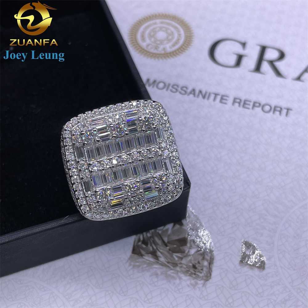 Wholesale Price New Arrival Moissanite Rings 925 Sterling Silver Fine Jewelry Hip Hop Sparkle VVS Baguette Iced Out Men Ring