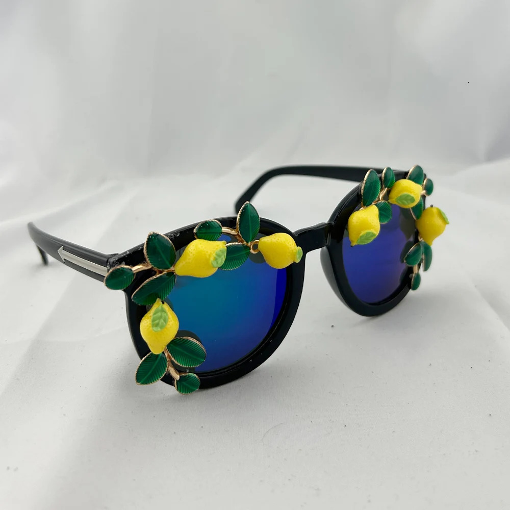 Fashion Baroque Womens Lemon Sunglasses Retro Punk Large Summer Beach Glasses 241206