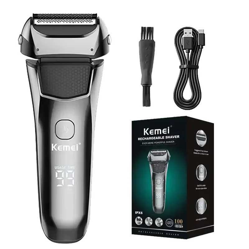Kemei km-8512 electric shavers beard rechargeable shaving machine for men waterproof with LCD display Razor shavers bald trimmerXJ241207