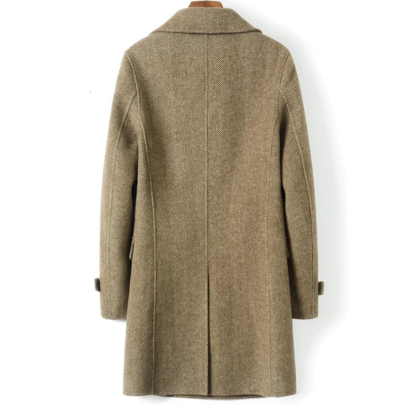 Winter 100% wool coat mens retro double-sided wool coat mens mid double layer wool jacket mens Chaqueta FC 241204