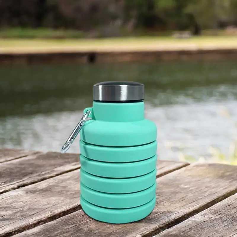 Fitness sports water silicone foldable beverage cup outdoor travel climbing bicycle bottle easy to fold Z260202