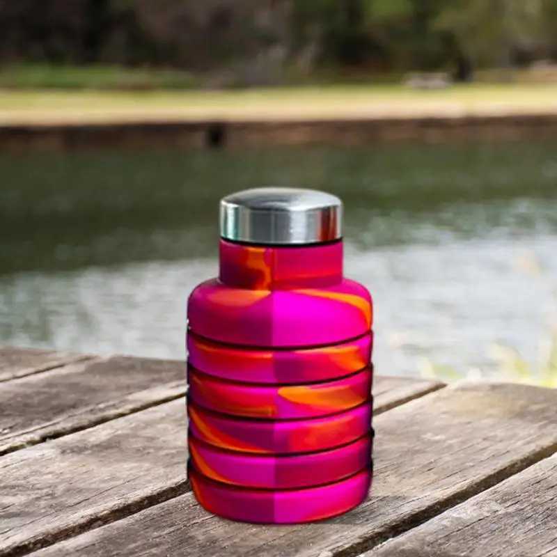 Fitness sports water silicone foldable beverage cup outdoor travel climbing bicycle bottle easy to fold Z260202