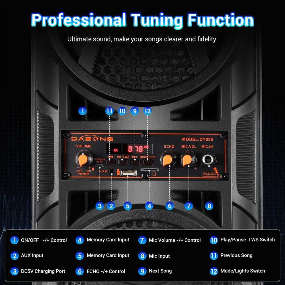 3000W portable wireless connections speaker subwoofer system for party DJ karaoke remote control and microphone X241207