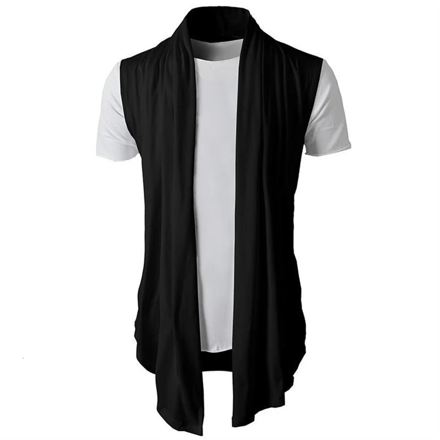 2024 SpringSummer Mens Sleeveless Jacket Street Fashion Knitted Tank Top Open Punk Hip Hop Casual 241206