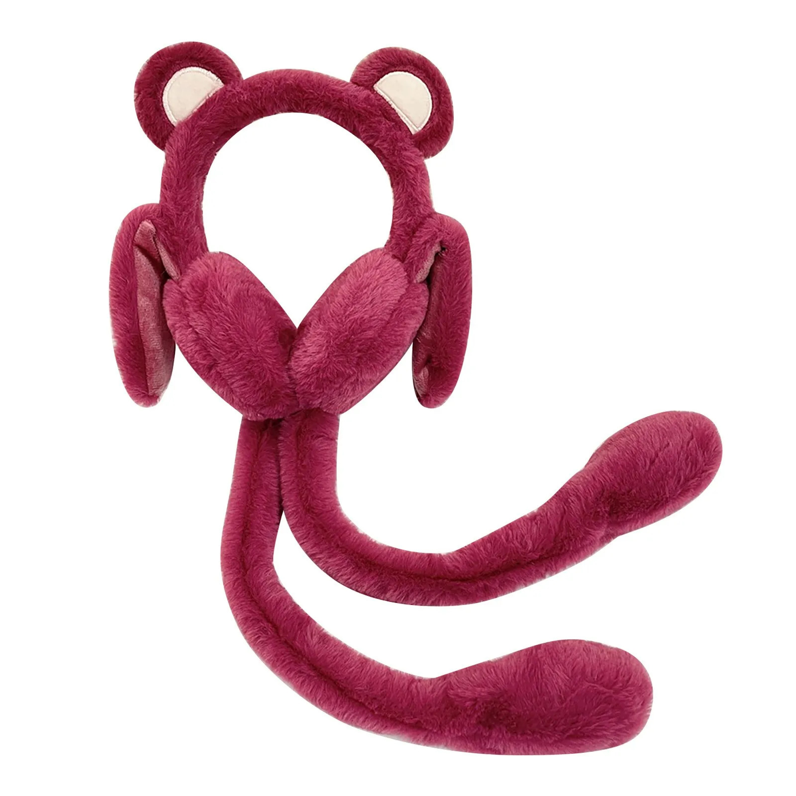 1 pink womens fluffy autumn and winter earmuffs cute and warm mobile airbag bear earmuffs cold earmuffs soft earmuffs daily wear 241205
