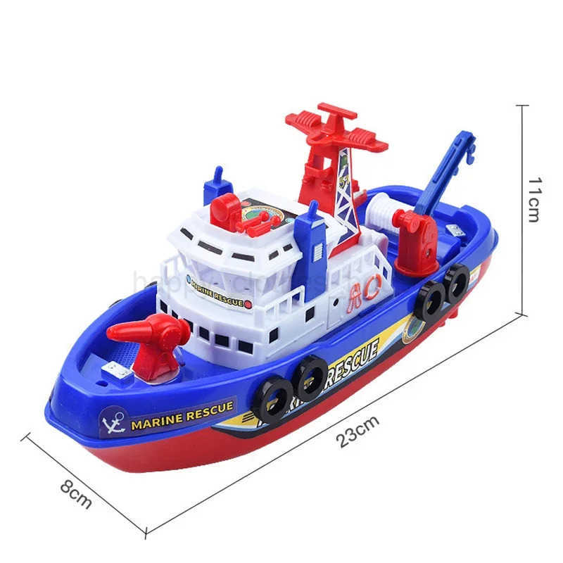 Pool Bath Toys For Kids Music LED Light Electric Marine Rescue Fire Fighting Boat Classic Children Spray Water Toys SummerXJ241207
