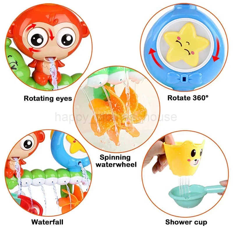 Baby Bath Toy Wall Sunction Cup Track Water Games Children Bathroom Monkey Caterpilla Bath Shower Toy for Kids Birthday GiftsXJ241025