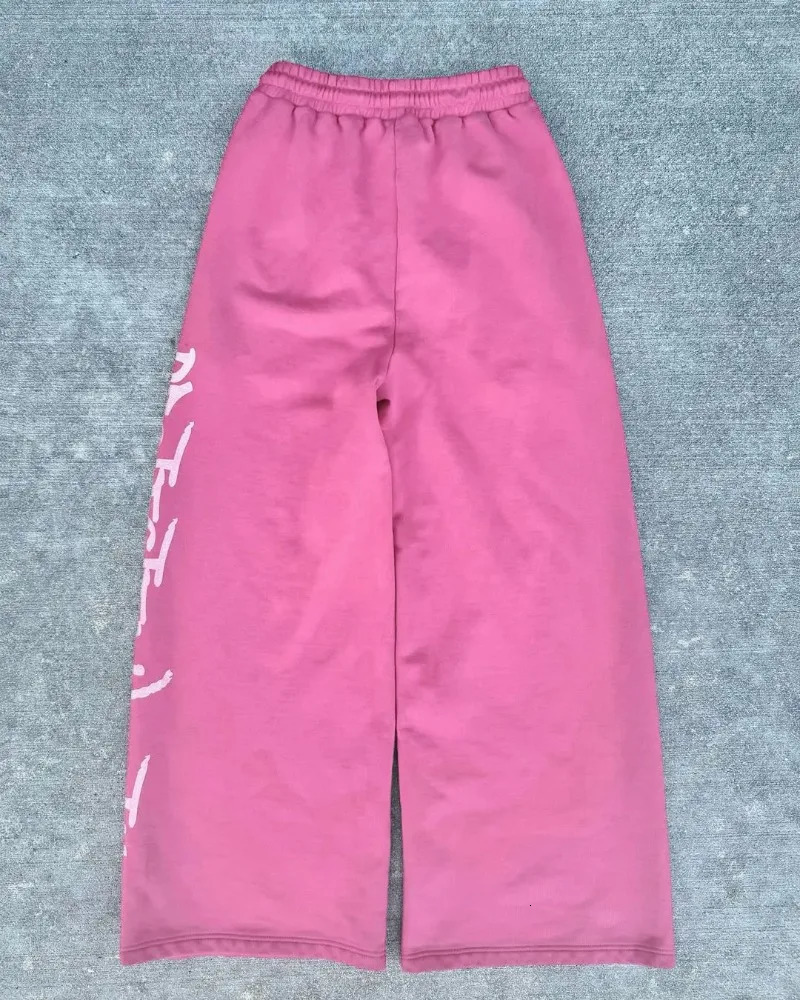 European and American retro letter printing mens pants wide leg fashionable Harajuku trend Y2K loose 241206