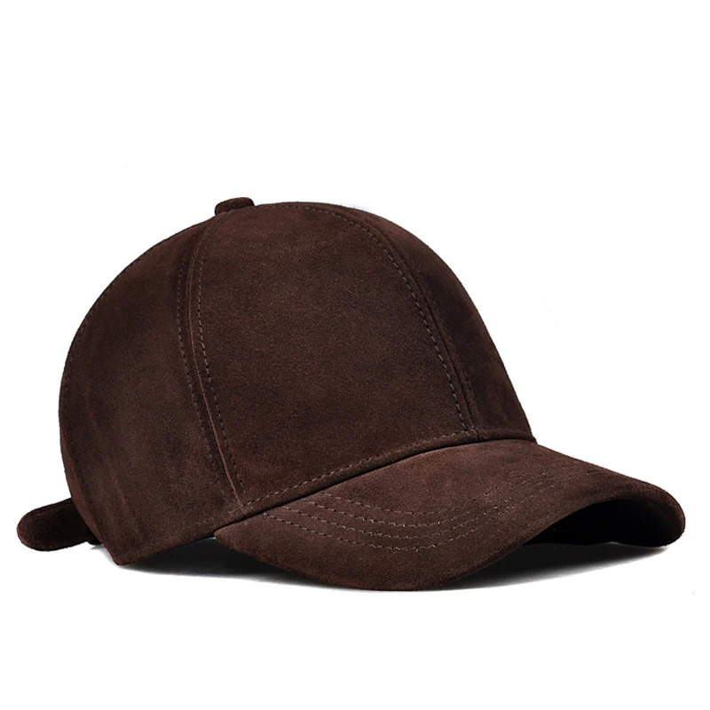 Leather Hat Mens Winter Top Nubuck Cowboy Adjustable Baseball Hat Big Brim Suede Casual Fashion Womens Hip Pop Thin Gorra 241206