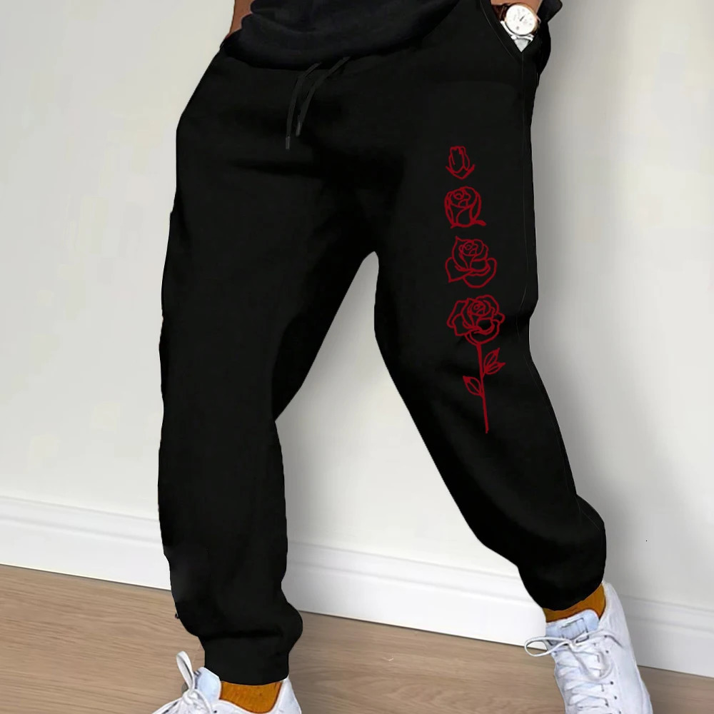 Mens printed clothing Trouser Drawstring casual pants sports autumn and winter jogging fitness 241206