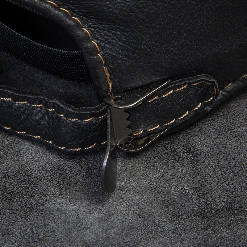 2024 Winter Mens Genuine Leather Baseball Hat Outdoor Hockey Golf Fishing Glasses Black/Brown Mens Truck Hat 241206