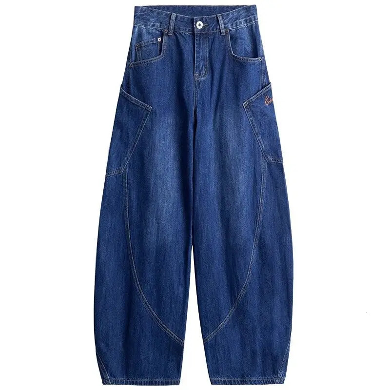 American retro street style mens and womens trendy personalized curve jeans suitable for couples loose retro casual pants y2k 241204