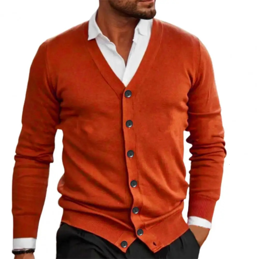 Ultra thin cardigan sweater retro comfortable thick trendy and warm Vneck single sweat wicking solid color 241206