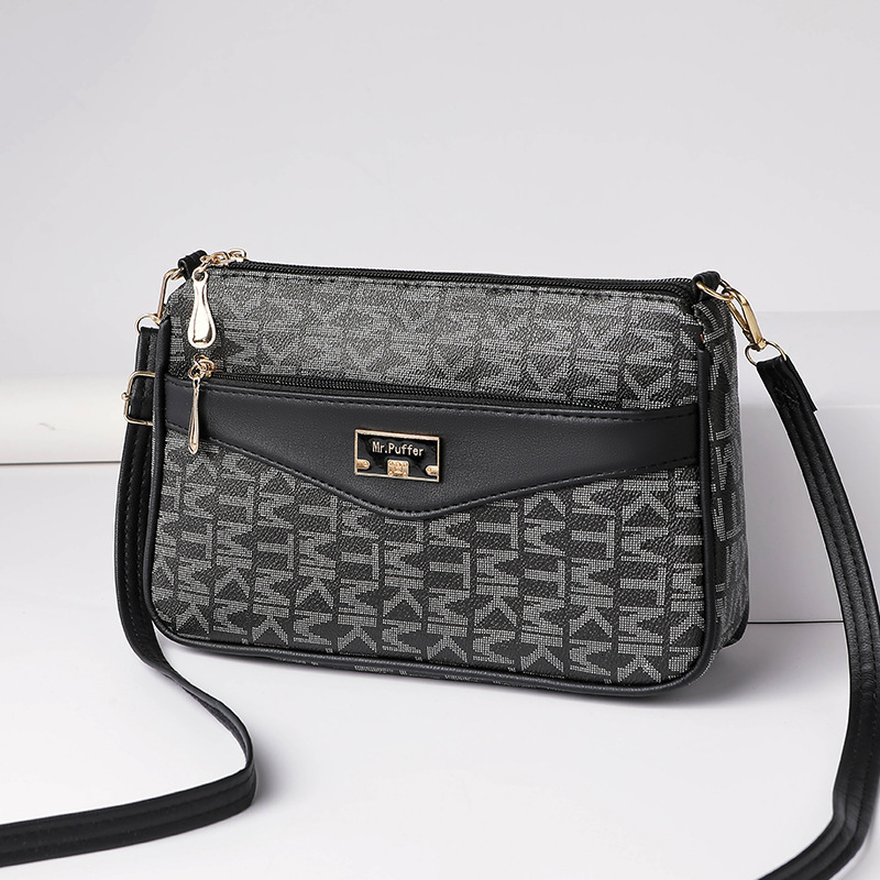 Fashion Letter Large Capacity Women's Square Designer Handbag PU Leather Shoulder Bag 4-layer Zipper Women's Cross Handbag