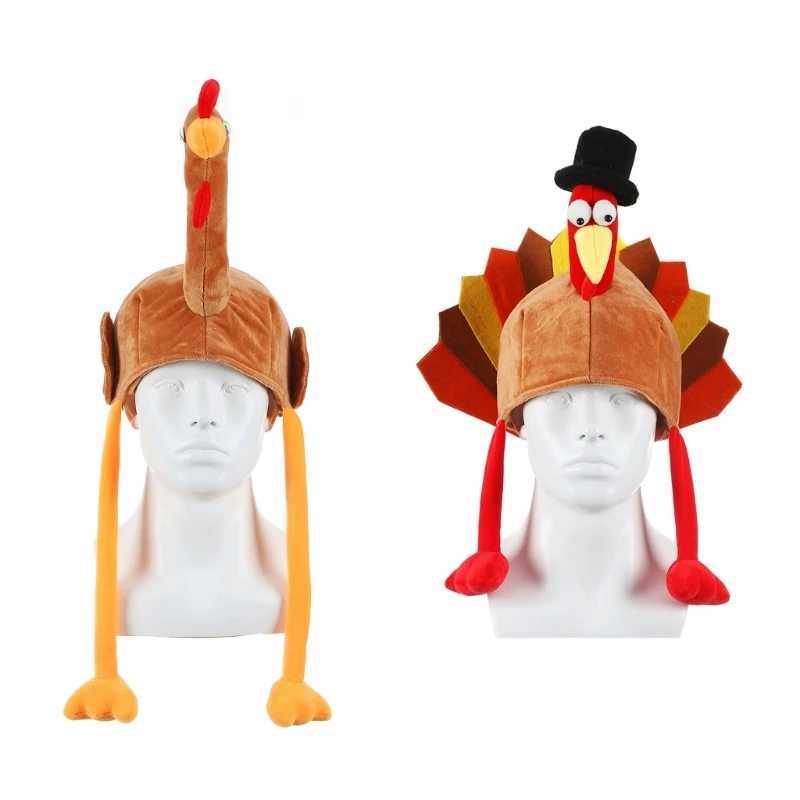 Plush Turkey Thanksgiving Turkey Hat Novelty Cooked Chicken Secret Santa Fancy Costume Dress Up Party DecorationXJ241207