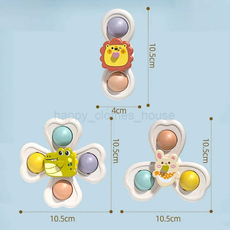 3PCS Suction Cup Spinner Toy Baby Bath Funny Game Educational Toys For Children Girls Boys Infant Sensory Stress Reliever GiftXJ241207