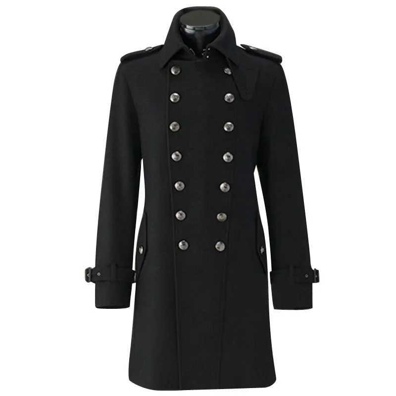 In the 1940s European fashion was popular for winter mens lapels German military uniforms retro trench coats German SS double perforated wool coats X2