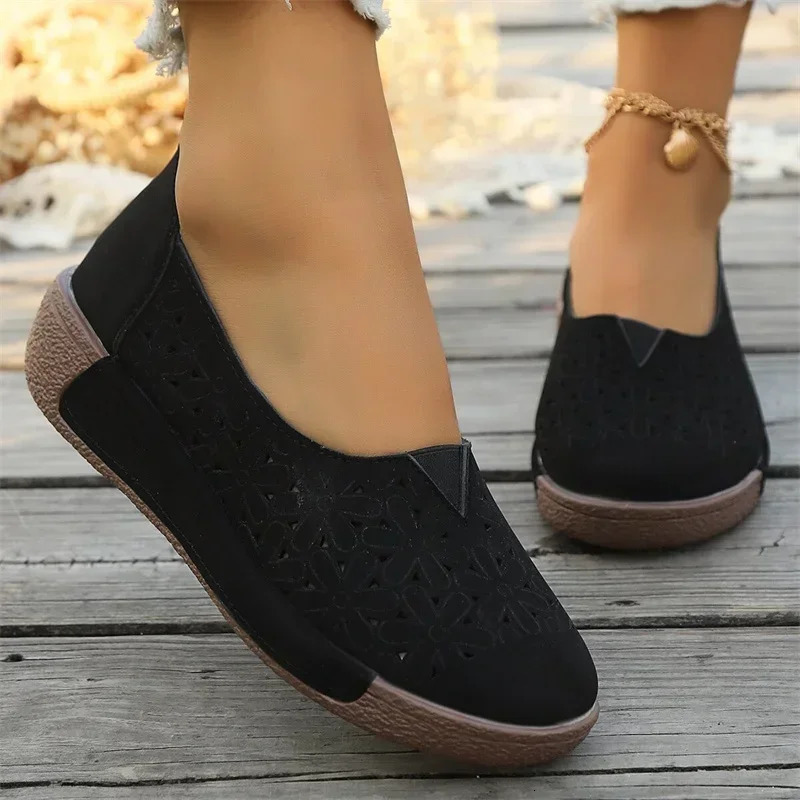 Spring and Autumn Womens Apartment Platform Loafers Genuine Leather Comfortable Wedge Moccasins Orthopedic Casual Shoes Slip 241206
