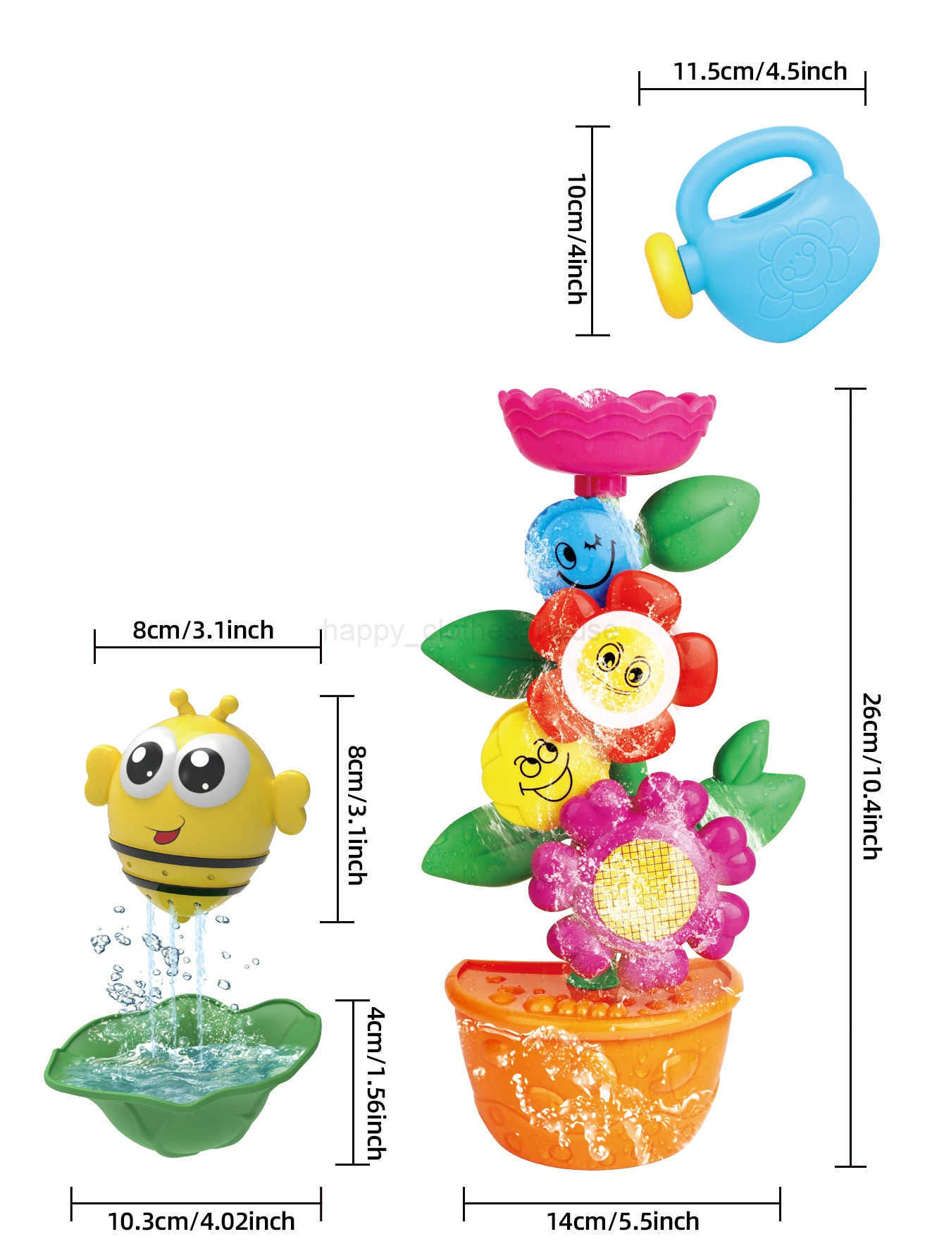 Bathroom Toys Series Little bees can store water leaks with a shower The flowers will turnXJ241207
