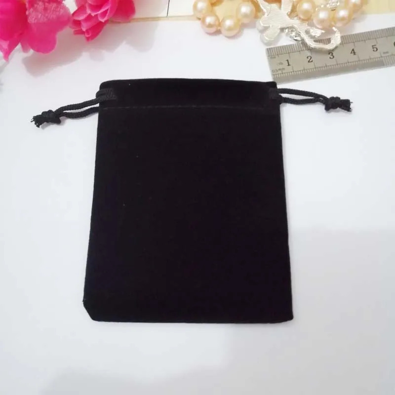 100 pieces/batch of 9-size black jewelry velvet gift bags for jewelry and cosmetics packaging bags. velvet drawstring bag wholesale 241206