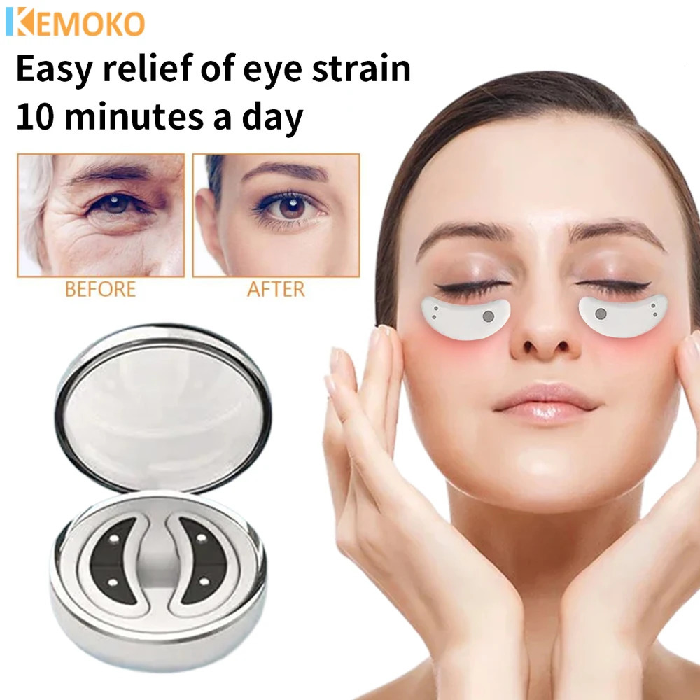 EMS Eye Relax Massager Electric Eyes Pads MicroCurrent Heating Therapy Acupressure Fatigue Relief Anti-Wrinkle Blood Circulation 241206