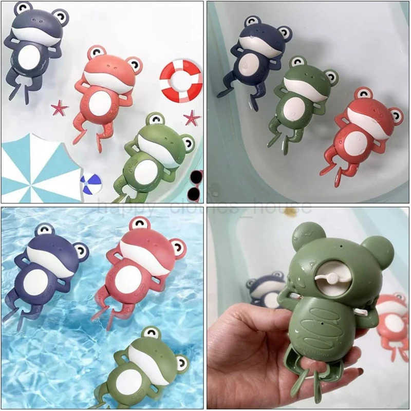New Bath Toys for Toddlers Chain Clockwork Swim Backstroke Little Frog Baby Bathe Cute Appease Animal Toy Gift Bath Toys KidsXJ241207