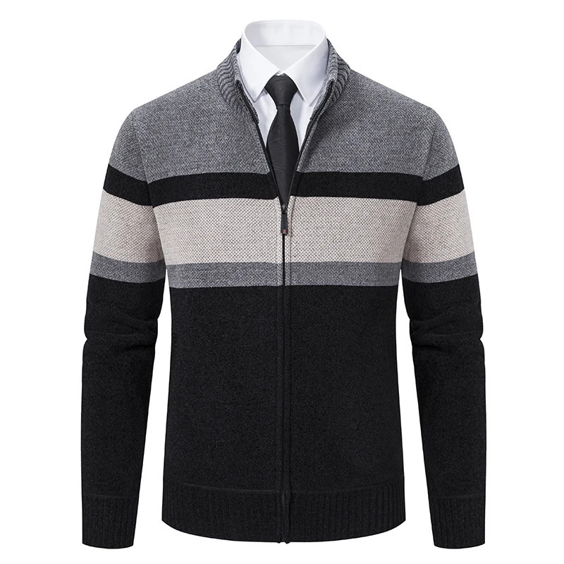 Mens winter cardigan knitted sweater wool warm highquality mens slim fit thick casual jacket size 3XL 241206