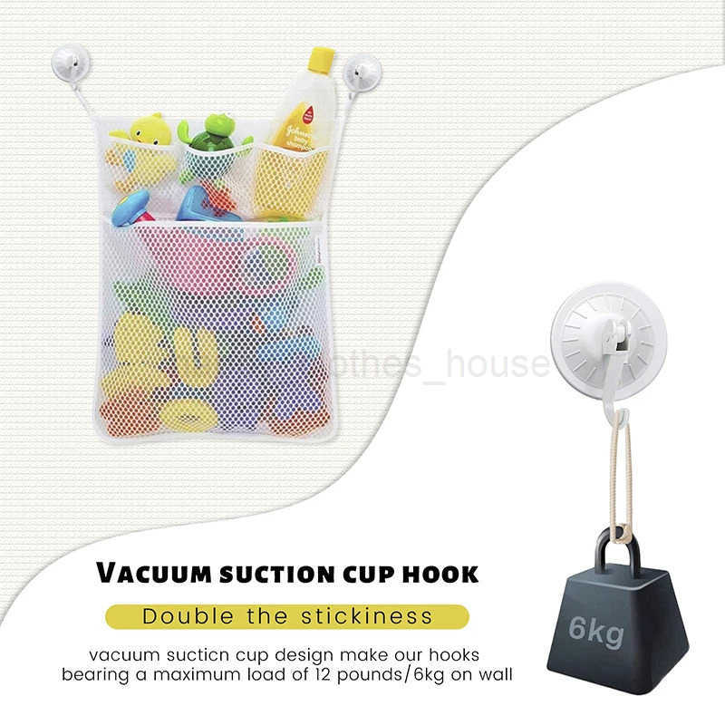 Baby Shower Bath Toys White Baby Kids Toy Storage Mesh with Strong Suction Cups Toy Bag Net Bathroom Organizer for Kids ToddlersXJ241207