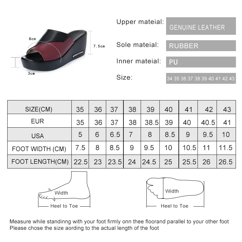 AIYUQI Woman Platform Flip Flops Summer Women Genuine Leather Slipper High Heel Shoes Big Size 41 42 43 Women Slipper