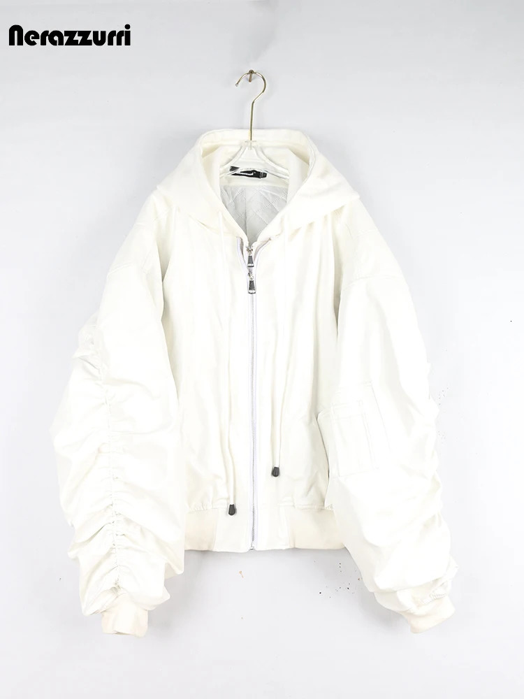 Blue and Black Legion Autumn cool and handsome oversized brown thick leather jacket mens hood 2 pieces of European clothing 241205