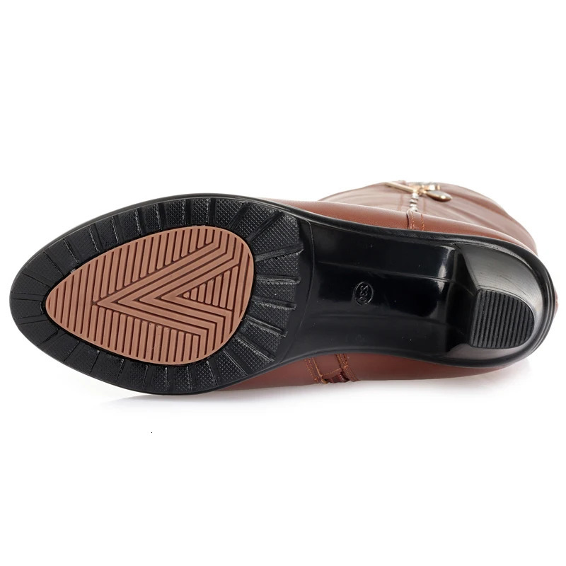 GKTINOO Winter Knee High Boots Warm Wool Leather Shoes Heels Soft Anti slip Womens 241206