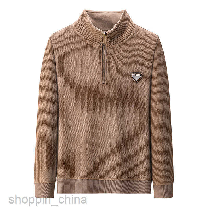 Men's Sweaters Thick semi high neck zipper knitted sweater with added velvet men autumn and winter fashion high-quality warm base sweater