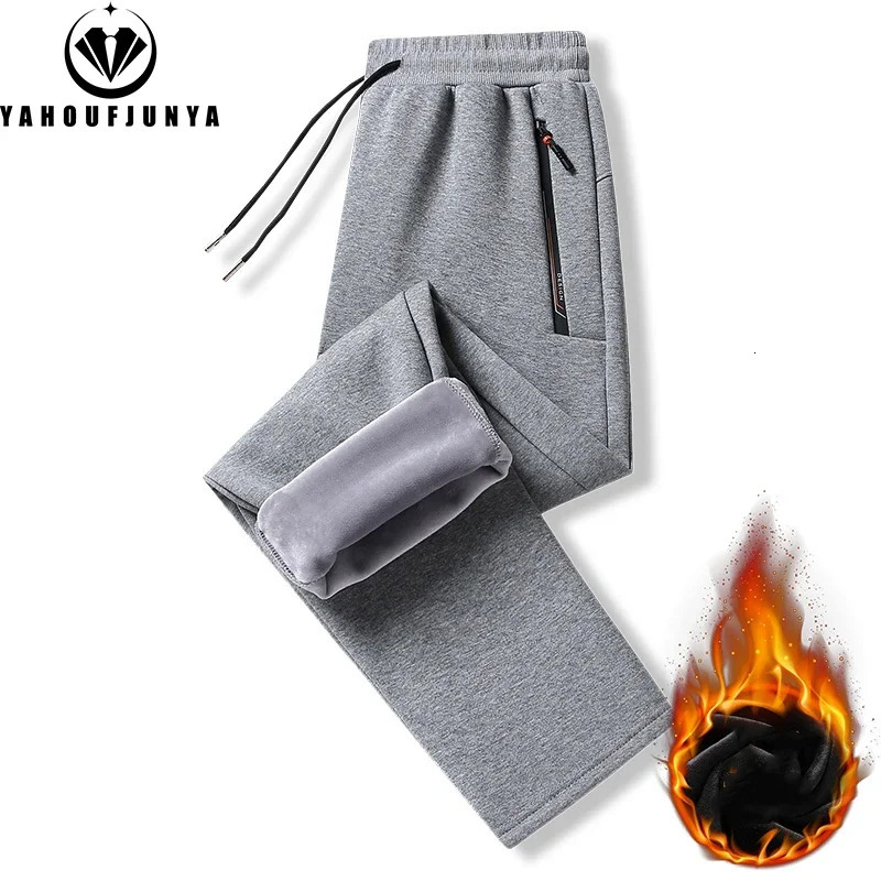 8XL Mens Winter Warm Thick Sports Pants Casual Wool Fashion Outdoor Jogger Trouser 241206