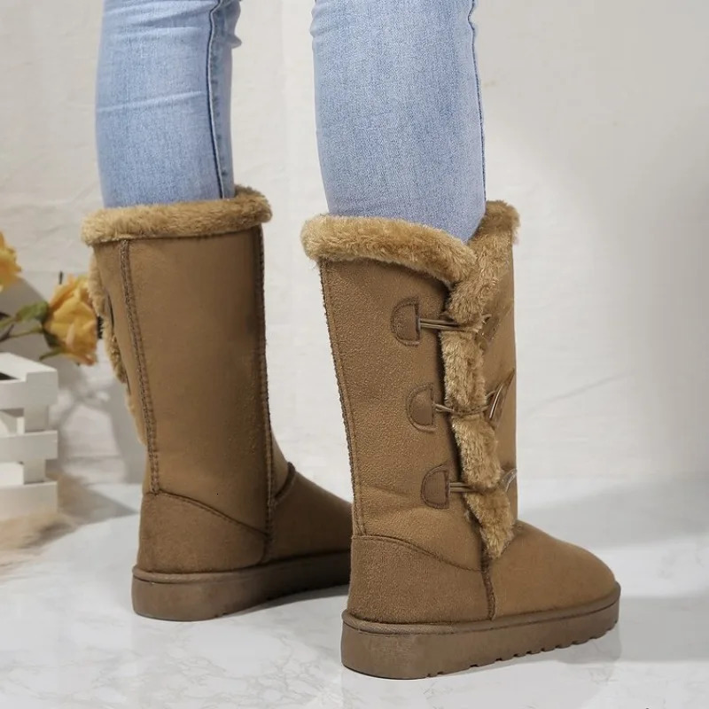 Classic plush snow boots and calf womens wool warm winter shoes 2024 D84 241206