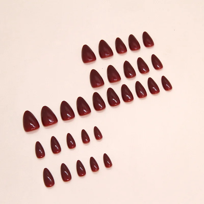 Cherry Red 24 Pcs Press on Nails Pink Gradient Fake Nails Glossy Artificial Finger Manicure Reusable False Nails for Women 241206
